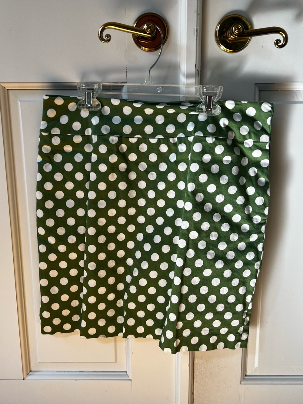 Larry Levine Green Mini Skirt with White Polka Dots